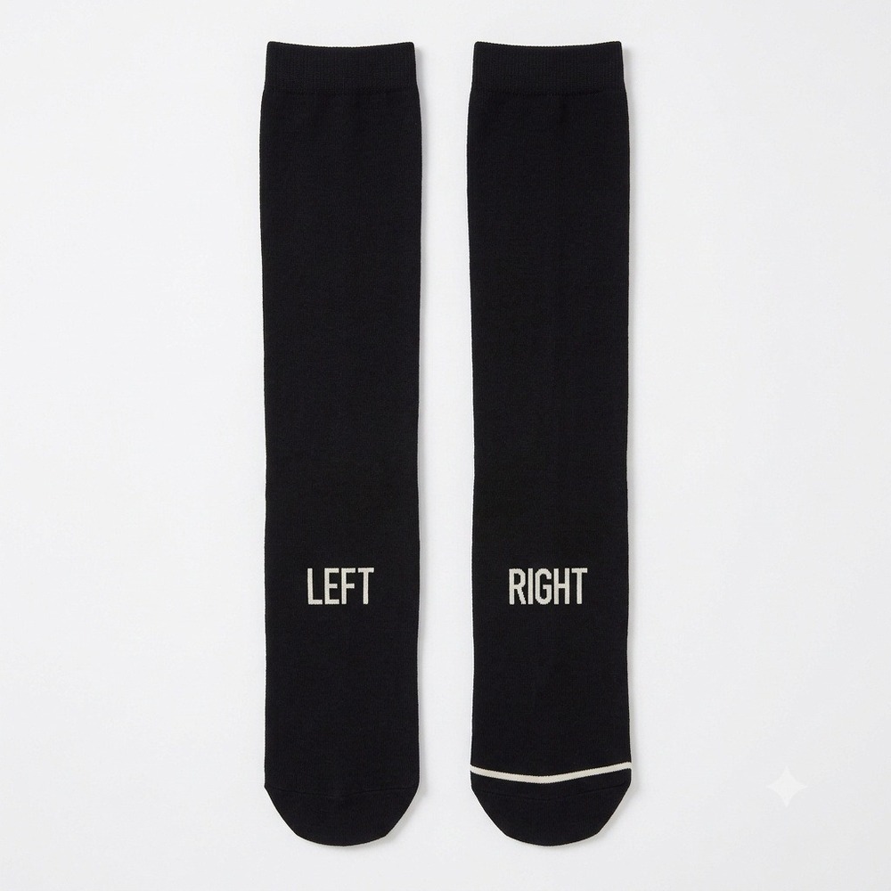 Kate Spade New York Black Left Right Novelty Crew Socks 1 Pairs NWT One Size